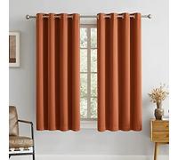 DUALIFE Burnt Orange Fall Blackout Curtains 45 Inch Length Set of 2 Panels Energy Efficient Bedroom Curtains Thermal Insulated Grommet Short Curtains for Small Windows 52 x 45 Inch