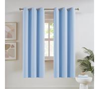DUALIFE Cerulean Blackout Curtains for Living Room 72 Inch Length Solid Energy Efficient Room Darkening Bedroom Curtains Thermal Insulated Grommet Top 42x72 Inch Set of 2 Panels Sky Blue