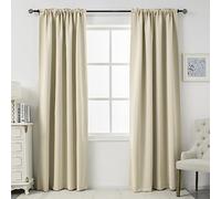 DUALIFE Cream Beige Curtains 72 Inch Length Blackout Window Curtain Drapes for Bedroom Thermal Insulated Room Darkening Curtains for Living Room Rod Pocket 54 x 72 Inches Long Set of 2 Panels