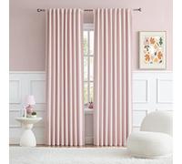 DUALIFE Cute Pink Room Darkenig Curtains 90 Inches Long - Rose Blush Curtains Blackout Pastel Pink Light Blocking Drapes for Girls Bedroom Nursery,52 by 90 Inch, 2 Panels, Back Tab/Rod Pocket