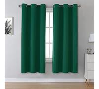 DUALIFE Dark Emerald Green Blackout Curtains for Bedroom 63 Inch Length with Grommet Hunter Green Room Darkening Window Curtain Panels for Living Room 42 x 63 Inches 2 Panels