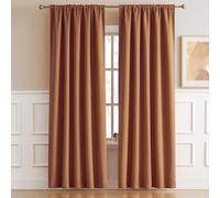 DUALIFE Dark Oak, brown, blackout curtains, 2 panels set, room darkening, golden oak, mid-century modern decoration, thermal insulated curtains, office, 132x213 cm length
