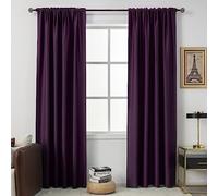 DUALIFE Dark Purple Blackout Curtains for Living Room - 72 Inch Length Rod Pocket Energy Saving Thermal Insulated Room Darkening Soundproof Curtains for Bedroom Set of 2 Panels (Purple Grape 54x72)