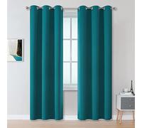 DUALIFE Dark Teal Blue Curtains, 84 Inches Long, 2 Panels Set, Eyelet Curtain, Insulated, Thermal Room Darkening, Blackout Curtains for Bedroom, Boys, Children's Room, 41.7 x 84 Inches