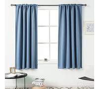 DUALIFE Dusty Blue Blackout Curtains for Bedroom Small Windows - 45 Inch Length Rod Pocket Thermal Insulated Block Out Soundproof Curtains for Living Room Set of 2 Panels (Light Dusty Blue 54x45)