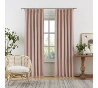 DUALIFE Dusty Pink Pinch Pleated Blackout Curtains 96 Inches Long - Back Tab Room Darkening Drapes with Hooks for Girls Baby Nursery Bedroom, Soft Pale Pink 40 x 96 Inch 2 Panels