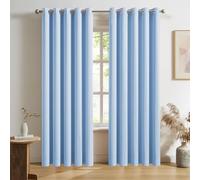 DUALIFE Extra Long 120 Inch Length Curtains for Patio Door Nursery Sky Blue Soild Room Darkening Drapes Grommet Top Blackout Curtains Panels 60 inches Wide 2 Pieces Cerulean