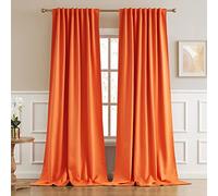 DUALIFE Extra Long Curtains for Sliding Glass Door - Fall Decor Curtains for Living Room Bedroom 52x108 Inch,Back Tab and Rod Pocket,2 Panels