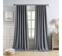 DUALIFE Extra Long Pinch Pleated Full Blackout Curtains 120 Inch Length,Back Tab with Hooks Window Drapes Thermal Insulated Blackout Curtain Panels 40W x 120L, Grey, 2 Panels