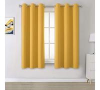 DUALIFE Gold Yellow Solid Blackout Curtains for Bedroom 45 Inches Long Short Room Darkening Window Drapes Thermal Insulated Curtain Panels with Grommet 38W x 45L,2 Panels,Mustard Yellow