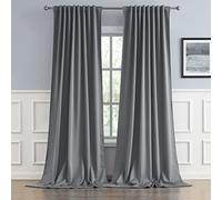 DUALIFE Gray Extra Long Curtains 108 Inch Length,Back Tab and Rod Pocket Thermal Insulated Blackout Curtains 52W x 108L, Grey, 2 Panels