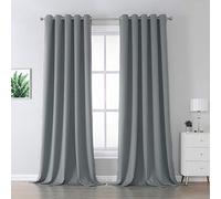DUALIFE Grey Blackout Curtains for Bedroom 120 inches Long 2 Panels Grommet Window Treatment Thermal Insulated Room Darkening Window Panels Drapes for Living Room 60x120 inch Length