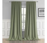 DUALIFE Light Sage Green Curtains 108 Inches Long Back Tab/Rod Pocket Room Darkening Curtain Panels Window Drapes Light Blocking 52 x 108 Inch Length,2 Panels Set