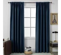 DUALIFE Midnight Blue Curtains 120 Inch for Bedroom Windows - Blackout Floor Length Rod Pocket Thermal Insulated Noise Reducing Curtains for Living Room Set of 2 Panels (Dark Navy 54x120)