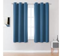 DUALIFE Midnight Grommet Room Darkening Curtains 34 x 54 Inches, 2 Panels