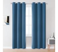 DUALIFE Midnight Grommet Room Darkening Curtains 42 x 96 Inches, 2 Panels