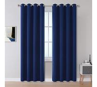 DUALIFE Navy Blue Blackout Curtains 84 Inch Length for Bedroom Thermal Insulated Blue Solid Window Drapes with Grommet Curtains Panels for Living Room Boys Kids Room 52x84 Inches Long 2 Panels Set