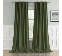 DUALIFE Olive Dark Green Curtains 108 Length 2 Panels, Blackout Curtains Thermal Insulated Window Treatment Room Darkening Drapes for Living Room Back Tab/Rod Pocket, 52 by 108 Inches Long