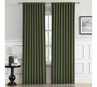 DUALIFE Olive Dark Green Curtains 90 Length 2 Panels, Blackout Curtains Thermal Insulated Window Treatment Room Darkening Drapes for Living Room Back Tab/Rod Pocket, 52 by 90 Inches Long