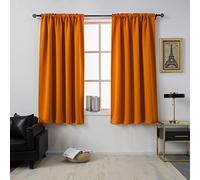 DUALIFE Orange Blackout Curtains for Bedroom Small Windows - 45 Inch Length Rod Pocket Thermal Insulated Block Out Soundproof Curtains for Living Room Set of 2 Panels (Orange 54x45)