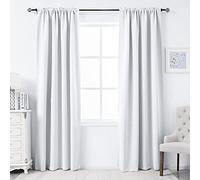 DUALIFE Pure White Room Darkening Curtains for Living Room - 120 Inch Length Rod Pocket Thermal Insulated Energy Saving Soundproof Curtains for Bedroom Set of 2 Panels (White 54x120)