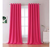 DUALIFE Raspberry Sorbet Blackout Curtain Panels for Living Room 108 Inch Length Hot Pink Solid Energy Efficient Room Darkening Bedroom Curtains Thermal Insulated Grommet Top 60x108 Inches Long