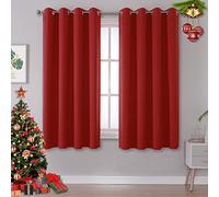 DUALIFE Red Blackout Curtains 45 Inches Long, Short Kitchen Curtains with Grommets Room Darkening Thermal Insulated Curtains for Living Room Window, 52 x 45 Inch Long
