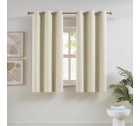 DUALIFE Room Darkening Curtains for Small Windows 34 Inch Wide 2 Panels Set, Narrow Short Curtains for Kitchen Bathroom Basement Decor,34x54 Inch Length, Grommet Top, Cream Beige