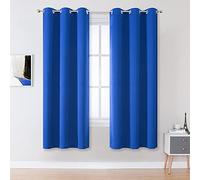 DUALIFE Royal Blue Room Darkening Curtains Royal Blue Curtain Panels for Bedroom 63 Inch Length Solid Energy Efficient Grommet Drapes for Boys Room Thermal Insulated 42 W x 63 L 2 Panels