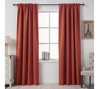 DUALIFE Rust Blackout Curtain 108 Inches Long for Living Room Burnt Orange Solid Curtains for Bedroom Thermal Insulated Rod Pocket Window Treatment Panels for Large Windows 54x108 Inch Length