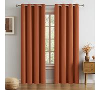 DUALIFE Rust Blackout Curtain for Living Room 108 Inches Long Burnt Orange Solid Curtains for Bedroom Thermal Insulated Grommet Window Treatment Panels Large Windows 60x108 Inch Length