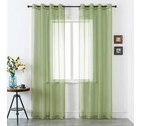 DUALIFE Sage Green Sheer Curtains 84 Inch Length for Living Room 2 Panels Set Grommet Curtain-Light Filttering Drapes St Patric Day Curtains 52x84 Inches Long (Light Green)