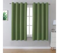 DUALIFE Sage Green Solid Curtains for Bedroom Short Small Window Treatment Blackout Thermal Insulated Curtain Panels 52 by 54 Inch Length with Grommet Set of 2 Panels