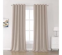 DUALIFE Set of 2 Thermal Insulated Blackout Curtains with Grommets at the Top, Solid Color, for Bedroom, 108W x 60L Inch, Light Coffee Brown