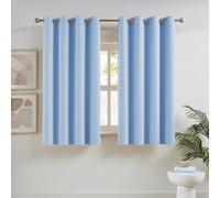DUALIFE Sky Blue Blackout Curtains Cerulean Solid Grommet Thermal Insulated Room Darkening Bedroom Curtains 52 by 54 Inch Set of 2 Panels
