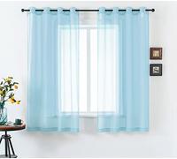 DUALIFE Sky Blue Voile Sheer Curtains Grommet,Look Semi Natural Light Flow Sheer Curtain Panels,Elegant Solid Color Touch Soft Drapes, 52X45 Inch for Living Room Bedroom,Set of 2 Panels Baby Blue