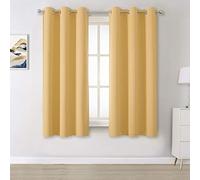 DUALIFE Soft Yellow Blackout Curtains for Bedroom Home Thermal Insulated Solid Ring Top Energy Efficient Room Darkening Curtains Drapes Set of 2 Panels 38 x 45 Inch Desert Mist