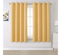 DUALIFE Solid Blackout Thermal Insulated Curtains Room Darkening Grommet Top Curtains for Bedroom 54Wx52L Inch Desert Mist Set of 2