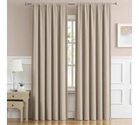 DUALIFE Taupe Room Darkening Curtains Short 2 Panels Set 45 Inch Length Light Coffee Cafe Curtains & Drapes for Bedroom 52 by 45 Inch Back Tab Loop Pocket