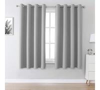 DUALIFE Thermal Insulated Blackout Curtains Grommet Top Solid Blackout Curtains for Living Room Bedroom 52x54 Inch Ultimate Grey Set of 2