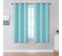 DUALIFE Triple Weave Blackout Curtains for Living Room, Bedroom, Grommet Top Thermally Insulated Blackout Curtains 86.4 x 114.3 cm, Turquoise