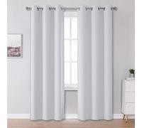 DUALIFE White Curtains for Bedroom Window Treatment 96 Inch Length Grommet Top Thermal Insulated Room Darkening Window Drapes for Living Room Set of 2 Panels 42 Inch Wide x 96 Inch Greyish White