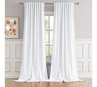 DUALIFE White Extra Long Blackout Curtains 52x108in, Rod Pocket Back Tab for Living Room, Thermal Insulated Soundproof, Privacy Assured, Ideal for High Ceiling Patio Sliding Door
