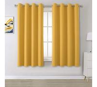 DUALIFE Yellow Curtains 45 Inches Long Blackout Curtain Panels for Bedroom Room Darkening Gold Window Drapes Thermal Insulated Grommet Top 52W x 45L,2 Panels