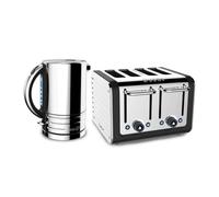 Dualit 1.5L Kettle & 4 Slice Slot Toaster Set Wide Slots Energy-Saving Design (Black)