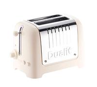 Dualit 2 Slice Lite Toaster, 1.1kW Toasts 60 Slices an Hour, Polished with Canvas White Trim, Bagel & Defrost Settings, 36 mm Wide Slots, 26263