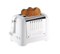 Dualit 2 Slice Lite Toaster | 1.1kW Toasts 60 Slices an Hour | Polished with High Gloss White Trim | Bagel & Defrost Settings | 36 mm Wide Slots |