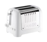 Dualit 2 Slice Lite Toaster | 1.1kW Toasts 60 Slices an Hour | Polished with High Gloss White Trim | Bagel & Defrost Settings | 36 mm Wide Slots | 26203