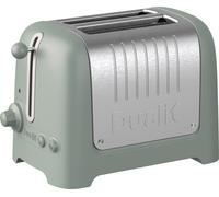 Dualit 2 Slice Lite Toaster, 1.1kW Toasts 60 Slices an Hour, Polished with Sage Trim, Bagel & Defrost Settings, 36 mm Wide Slots, 26216