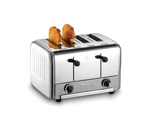 Dualit 4 Slice Catering Pop Up Toaster - Stainless Steel Body - Commercial Grade - Includes Control Cover - Dual Slot Control - 30mm slots - Toaster for multi-service use - Polished